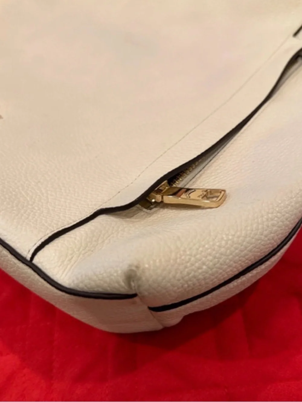 Coach Cream Pebbled Leather Shoulder Bag with Gold Hardware
